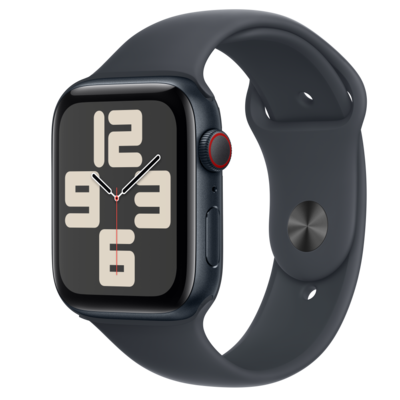 APPLE WATCH SE GPS CELLULAR 44MM MIDNIGHT ALUMINUM CASE WITH MIDNIGHT SPORT BAND M L